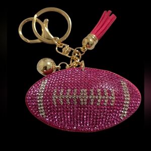 Pink Football Rhinestone Bag Charm / Keychain – Sparkly Sports Accessory